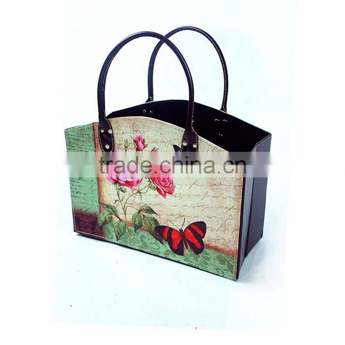 Faux Organizer Folding Storage Basket / Magazine & Newspaper Holder Bin