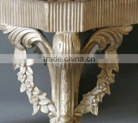 Champagne gold coffee table with marble top, French furniture