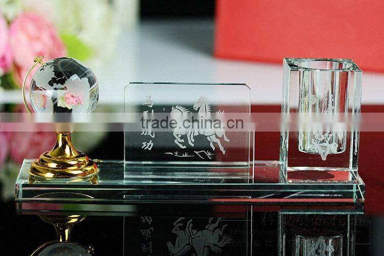 JINGYAGE Office Table Laser Set Crystal Pen Holder Set with Globe