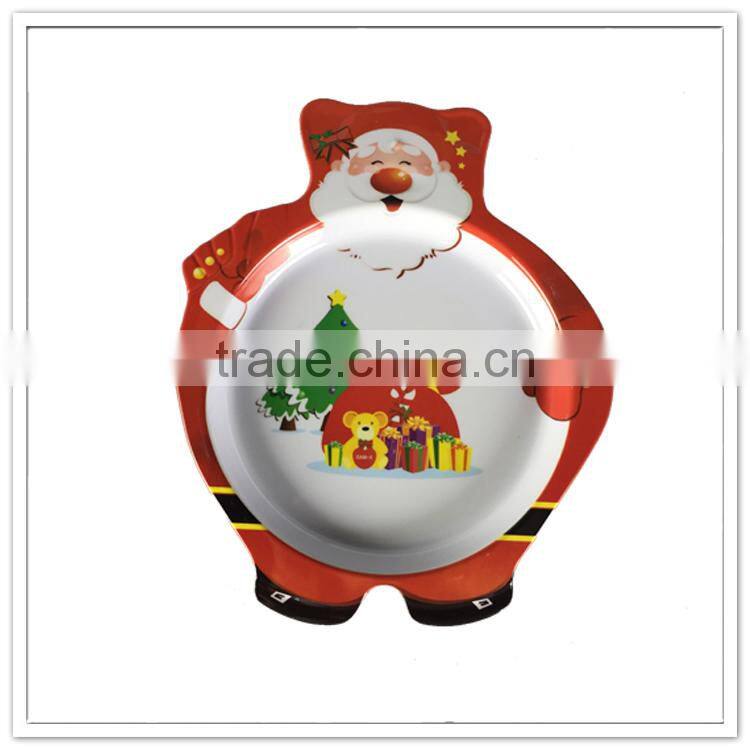 Christmas holiday products new design lovely cookie platter santa claus shaped melamine plate