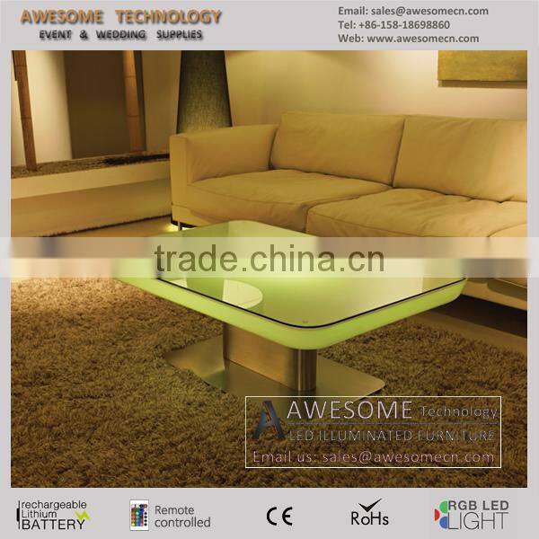 metal frame led plastic coffee table