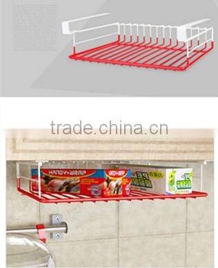 Kitchen hardware accessories sliding plastic coating wire hanging basket for cabinet storage