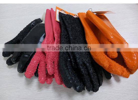 DDSAFETY Hot Sale Orange PVC Gloves With Rough Chip Finished Gloves