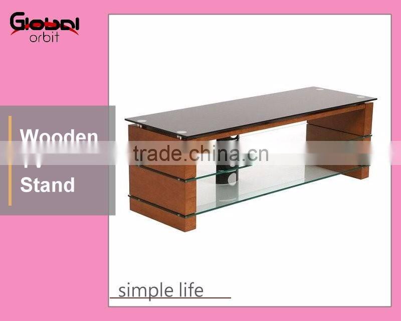 simple cabinet glass modern lcd wooden TV stand