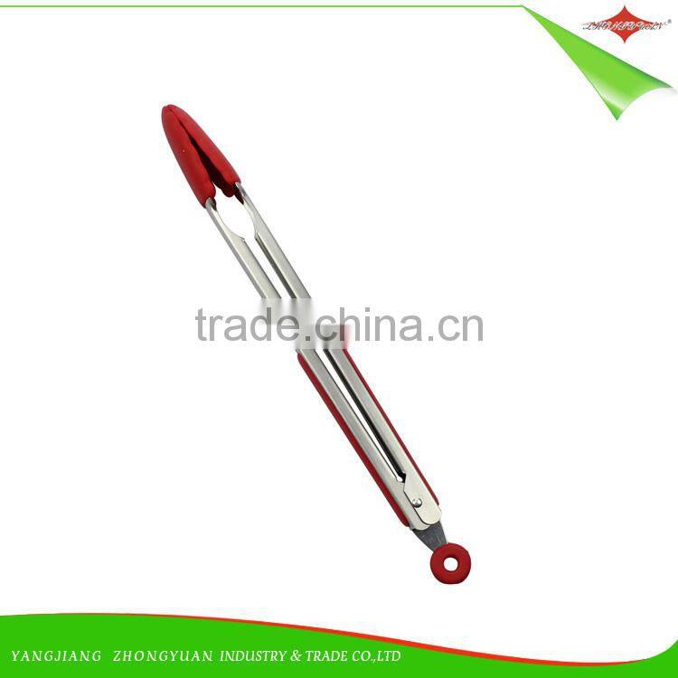 ZY-H2026 high-quality 12-inch silicone food tong with food-grade silicone scalloped heads