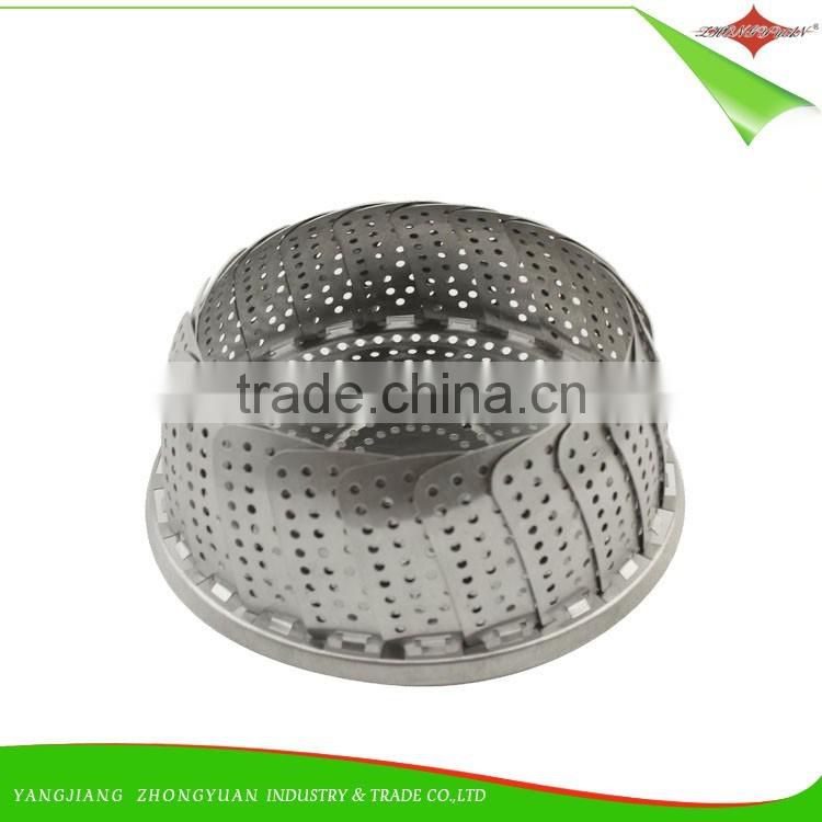 ZY-F1505 stainless steel folding vegetable steamer basket for kitchenware