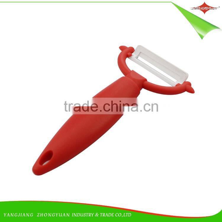 ZY-B30844 super-sharp red kitchen ceramic blade peeler with plastic handle