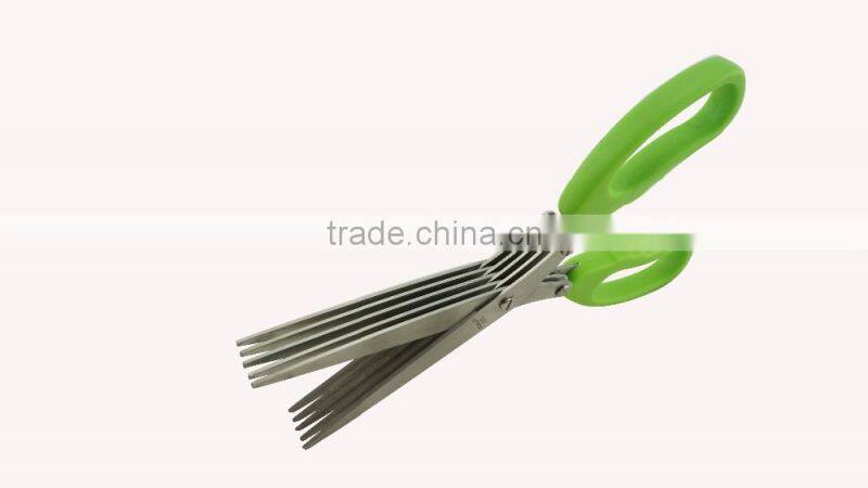 7.5"Professional Stainless Steel 5 Blades Kitchen Herb Scissors With Comb