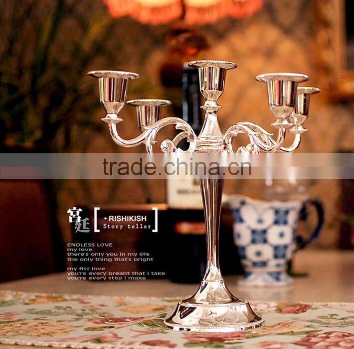 Silver plated metal candle holders candlestick for wedding decoration candelabra Valentine's Day Gift