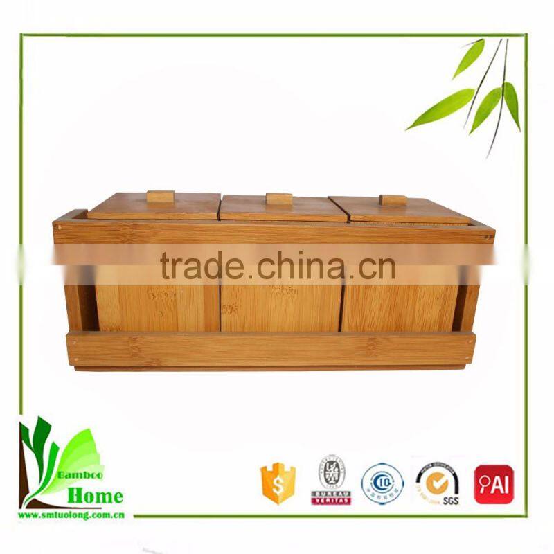 3 Pieces Practical Original Customized Size Bamboo Spice Jar Set