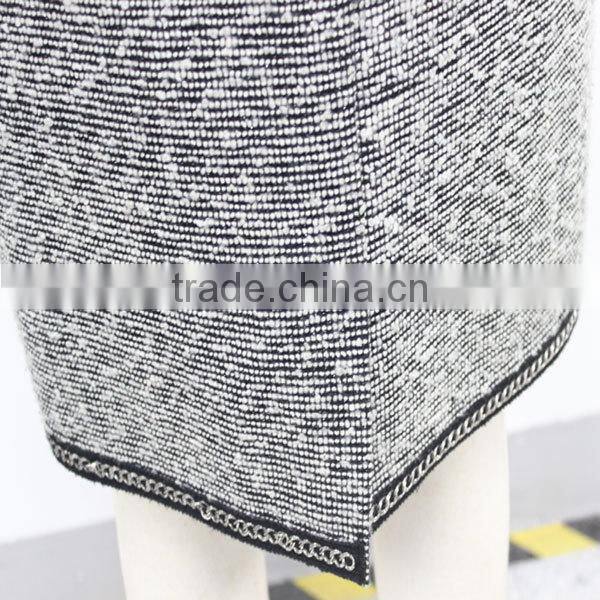 Wholesale winter office wear elegant mature tight ladies classic tweed pencil skirt