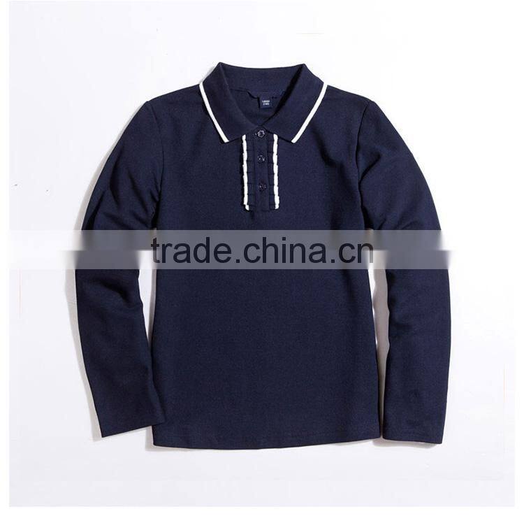 2017 spring selling student girls' long sleeve T-shirt, British solid color college long sleeve T-shirt