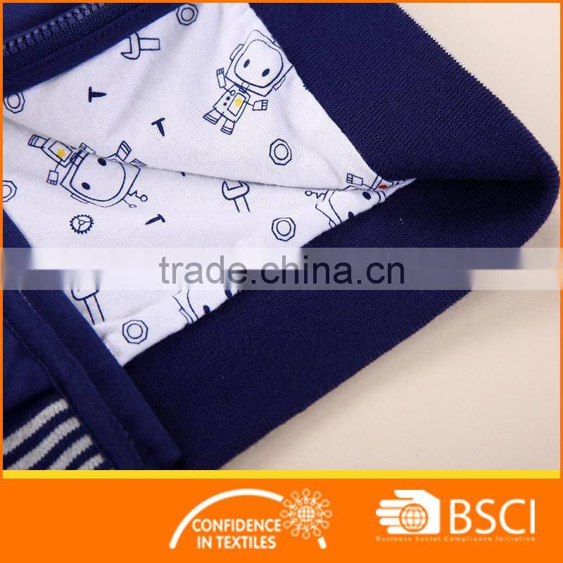 Navy Blue Boys Printed Baby Wear Jacket