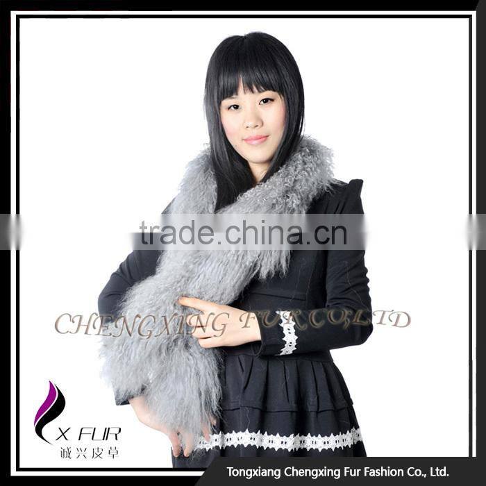 CX-S-02G High Quality Custom Fashion Wholesale Mongolian Lamb Fur Fashion Winter Scarf