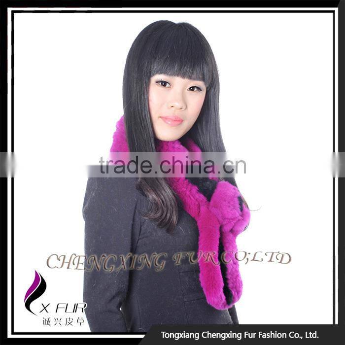 CX-S-165B 2016 New High Quality Stock Scarf Rose Rex Rabbit Fur Scarf Women
