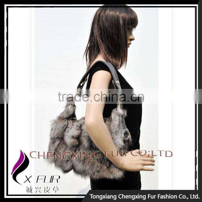 CX-H-48A High Quality Hot Sale Fashion Bags Elegant Genuine Fox Fur Ladies Handbags