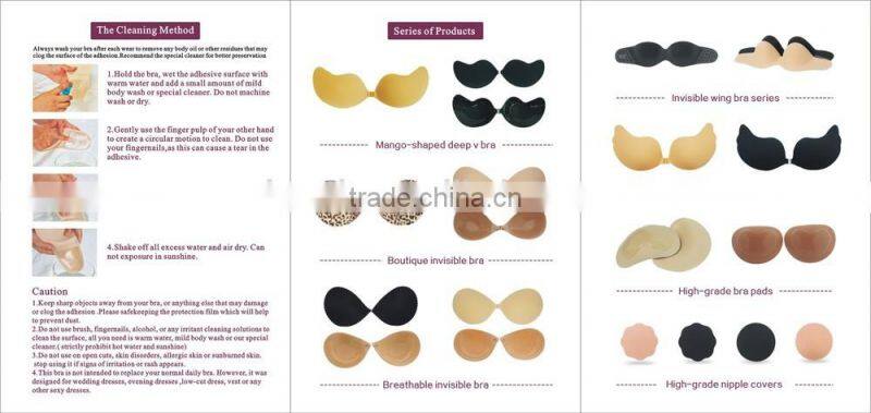 hot sexy pink MASSAGE Lace self-adhesive bra