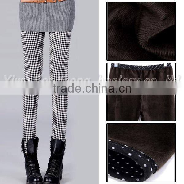 Fashion Damier thickening add velvet leggings
