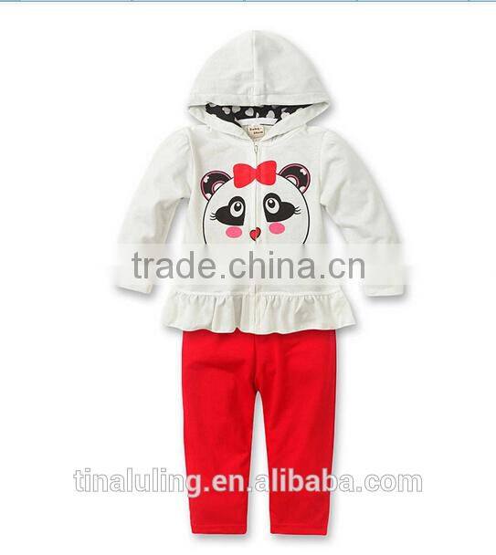 Wholesale baby girls 2pcs winter clothing kids outfits lovely baby panda cartoon clothes suits