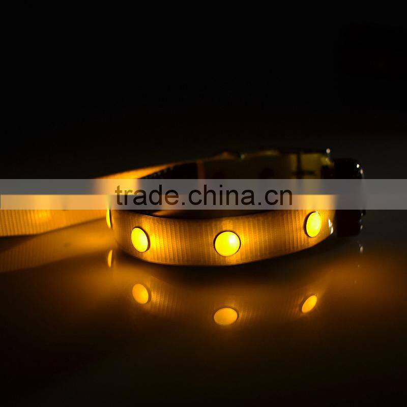 2015 new design LED flashing dog collar 6 PCS diamond amazing beautiful pet collar