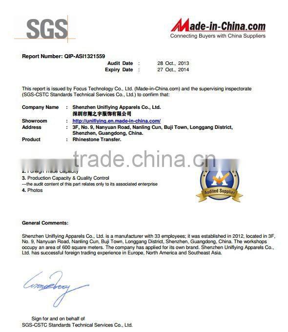 Top Quality Custom-made Sparkly Rhinestone Transfer Design