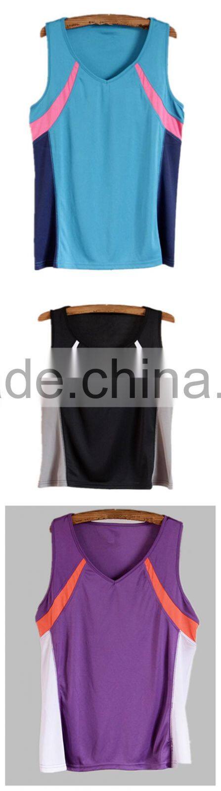 Custom Stylish Printed Ladies Sports V-Neck Collar T-Shirt