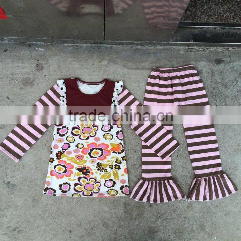 Boya new arrive autumn and winter New kids clothes girl baby long sleeve cotton flower casual suits baby clothing wholesale