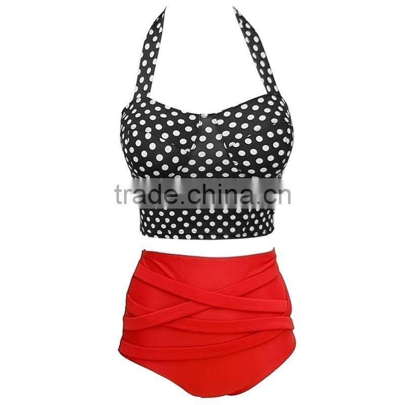 Wholesale Girls High Waist Polka Dot Bikini