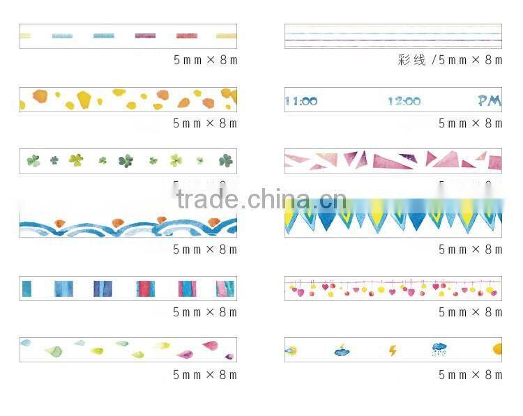 5mm*8m decoration washi paper customized adhesive paper planner accessories