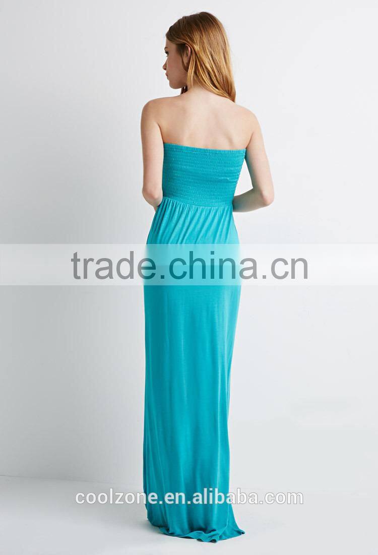 Sexy strapless smocked bodice gown perfect evening gown