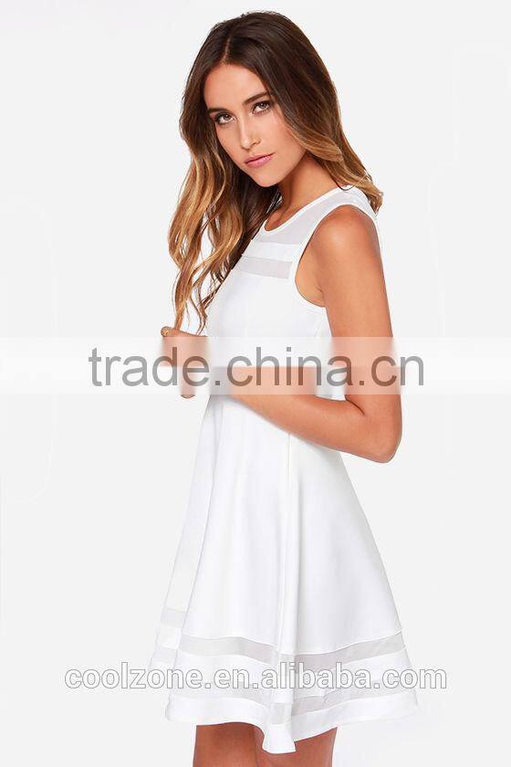 Fashion sleeveless sheer mesh sexy nighty dress picture woman clothing