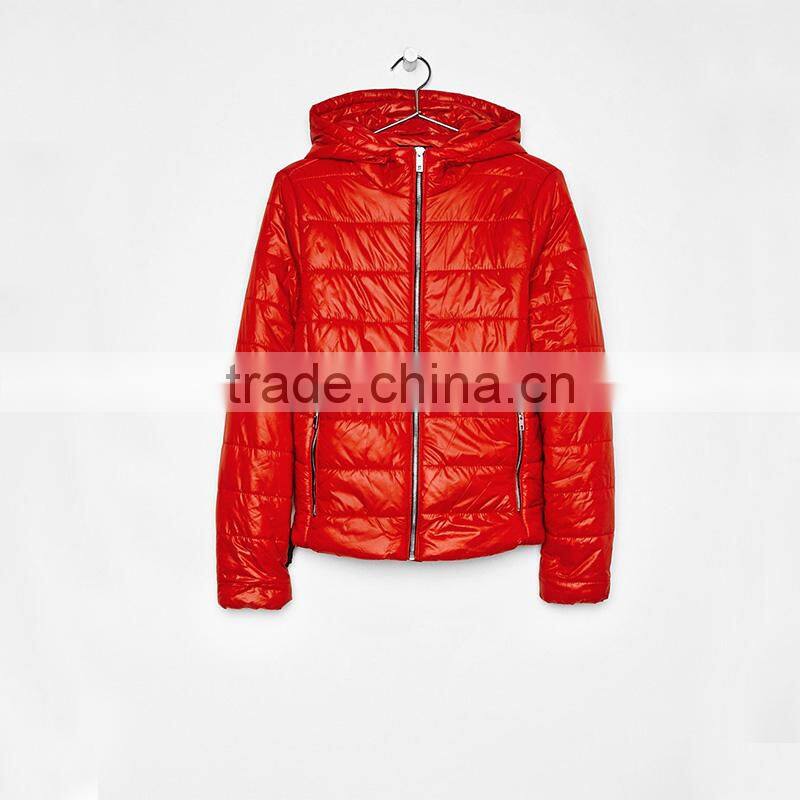 2017 OEM short fine jacket with hood winter bomber warm quilted jacket