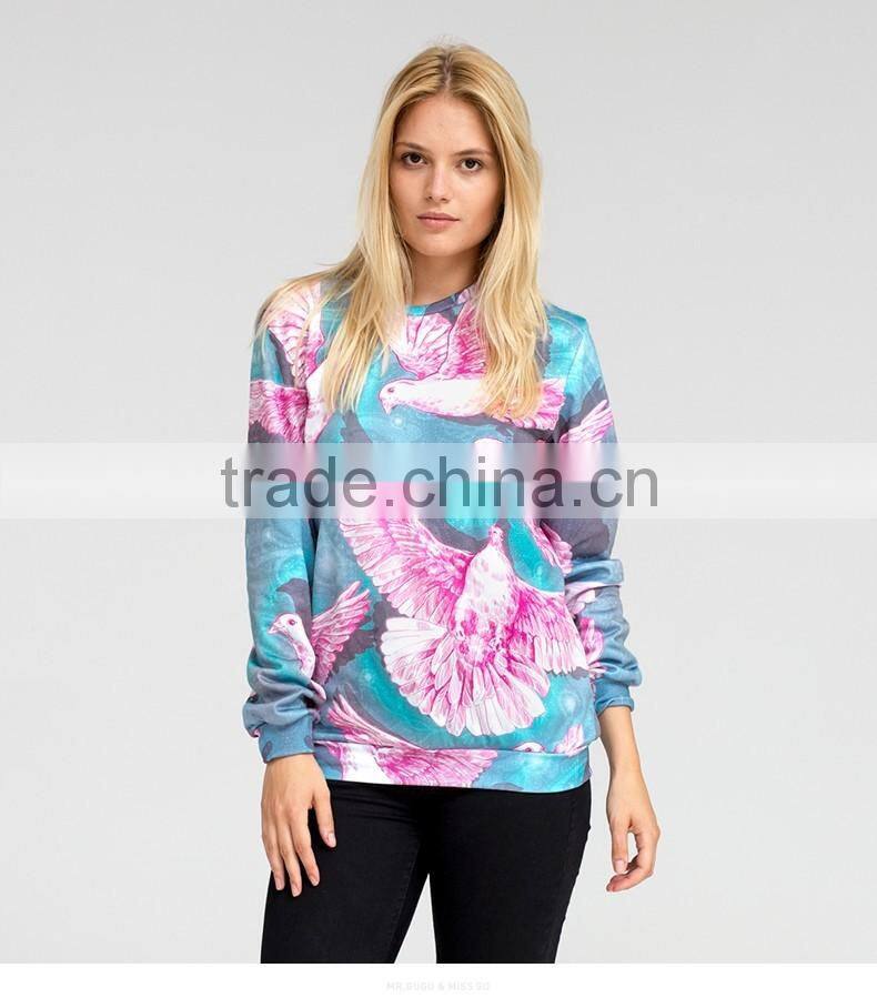 Custom unisex 3D pink dove sublimation popular casual sweatshirt