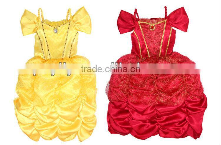 Factory direct cheap costumes Stage Performance Princess Dresses For Girls Kids Latest design satin fabric costumes