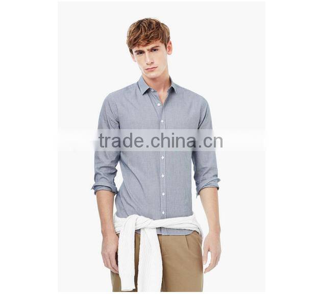 Modern slim grey 100% cotton casual shirt for man