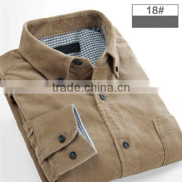 Dark coffee corduroy shirt for men 2016