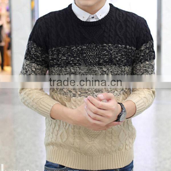 men melange color cotton pullover sweater