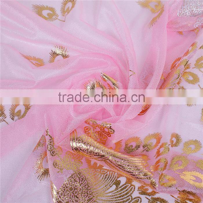Imitation Silk Scarves & Wraps Rectangle Golden Pink Peacock Fashionable Scarf