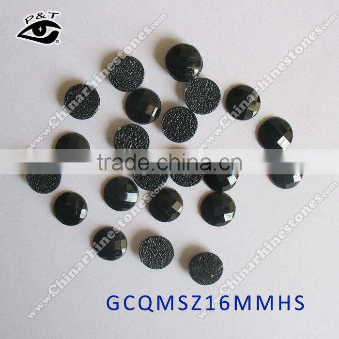 16MM Round Shape Black Color Faceted Epoxy Rhinestone Hot fix Epoxy Stone
