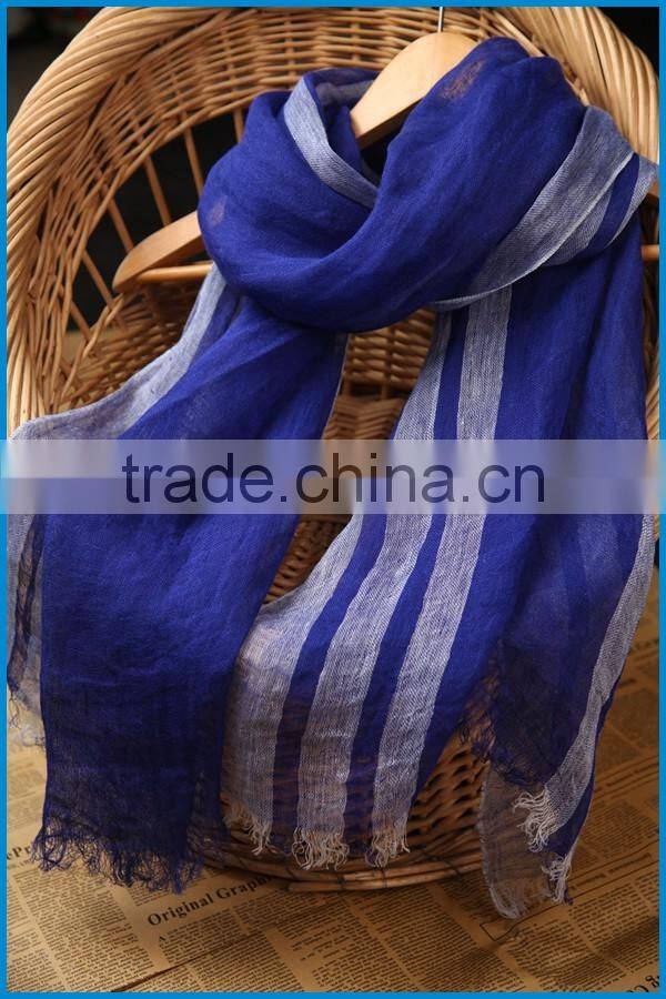 High quality classical striped design 100%linen men's scarf