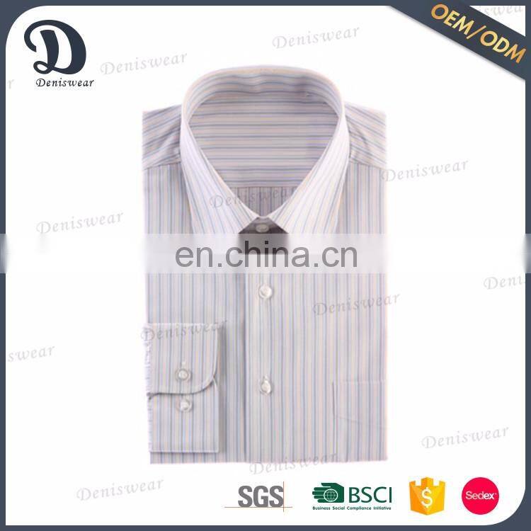 Cost price yarn dyed model man office shirts with narrow stripes