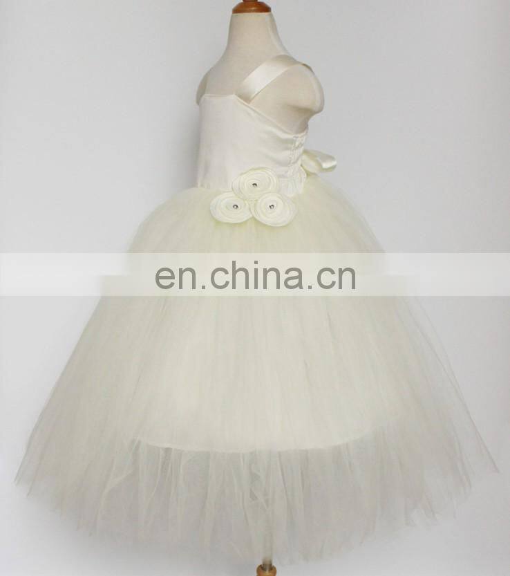 Ivory Flower Girl Tulle Dress Bridesmaid Dress Christening Gown Birthday Outfit