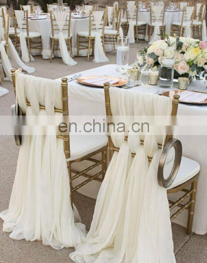 New Arrival Style White Chiffon Wedding Chair Cover Sashes