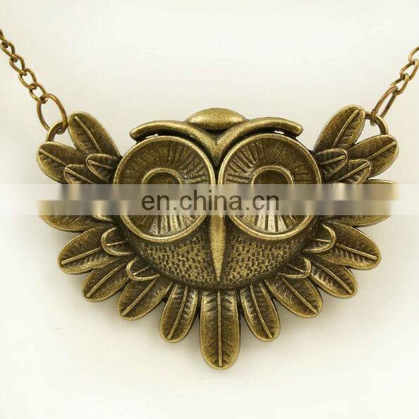 bronze plated Cute owl pendant necklace solid coruja