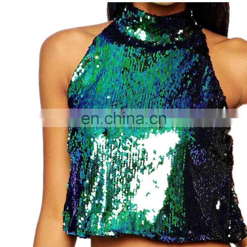 2015 Fahion dress luxury dazzle variable malachite green sequins neck hung all small vest hilum sleeveless female evening dress