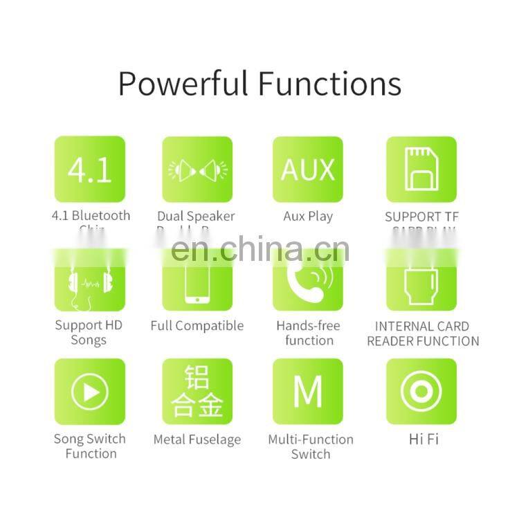 JOYROOM JR-M9 Double Horn Metal Stereo Speaker with Built-in MIC, Support Hands-free Calls & TF Card & AUX