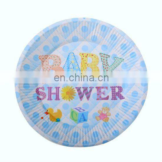 Fashional 7" multi-colored round baby paper party supplies plates