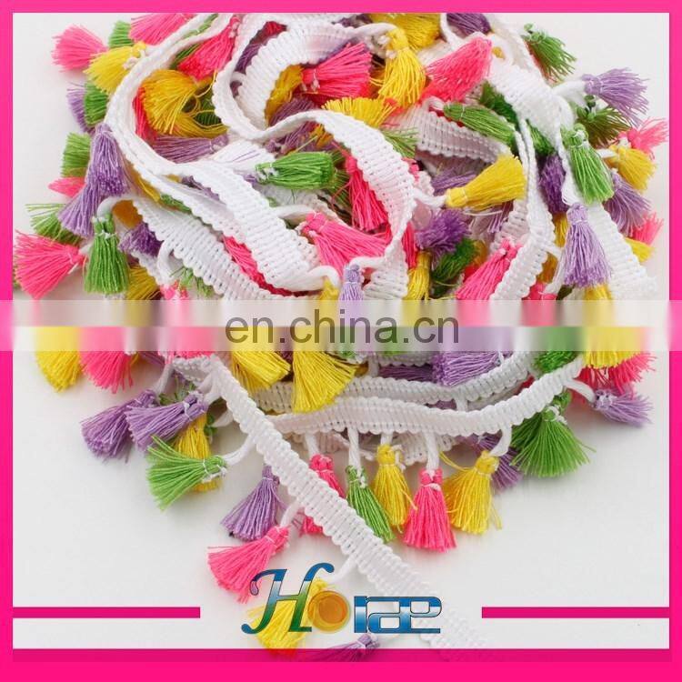 New design pompom lace trim cotton tassel fringe chain tassel lace trimming