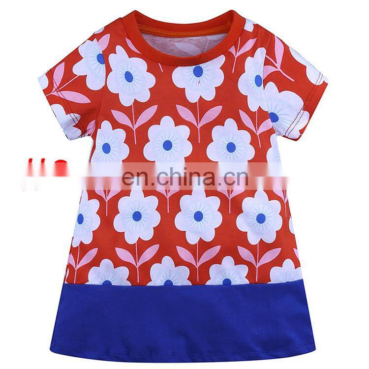 Wholesale Toddler Dresses Summer New Girls Rainbow Dress Striped Cotton Flower Baby Girls Dresses