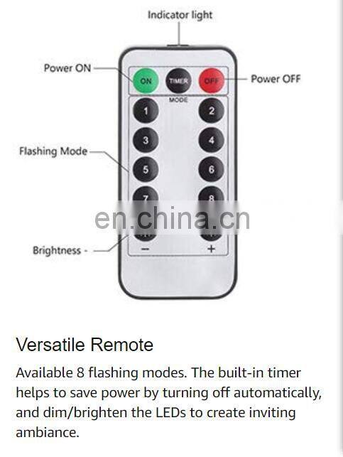 IP65 colorful 8 functions remote control outdoor or indoor battery led copper string light for events Christmas holiday use